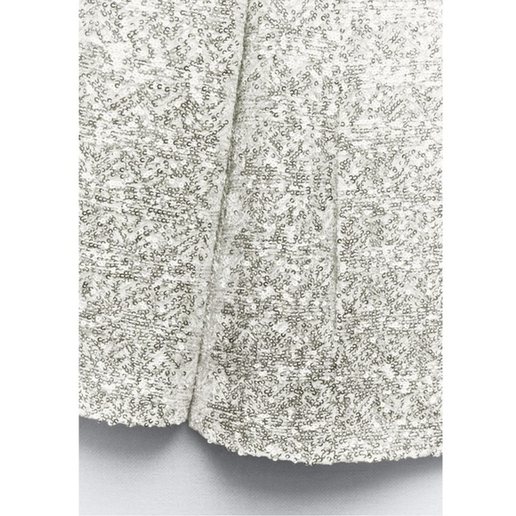 ZARA 2 PIECES SEQUIN BLAZER SILVER AND HIGHT WAISTED SHORTS SIZE XS - Picture 14 of 14